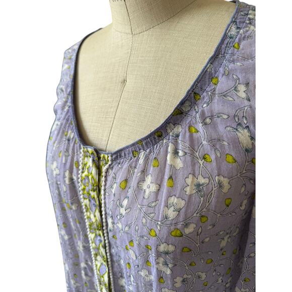 Poupette St. Barth Floral Watercolor Dropwaist Dress Cover Up Size Small - Picture 2 of 5